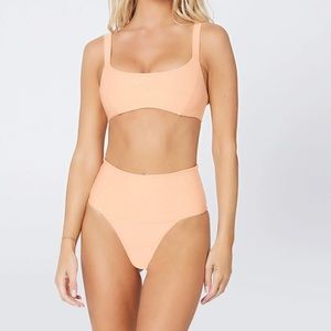 L*Space Orange High-waist Eco Chic Repreve Desi Bikini Bottom Size MED